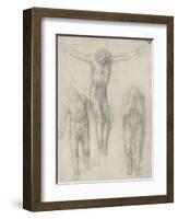 Study of a Crucified Christ and Two Figures, C.1560-Michelangelo Buonarroti-Framed Giclee Print