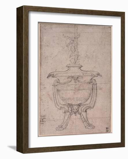 Study of a Decorative Urn-Michelangelo Buonarroti-Framed Giclee Print