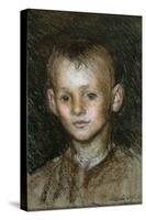 Study of a Farm Boy (Pastel on Paper)-George Clausen-Stretched Canvas