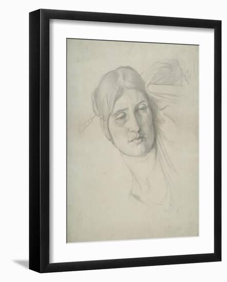 Study of a Female Head Leaning on a Chair, 1853-Frederic Leighton-Framed Giclee Print