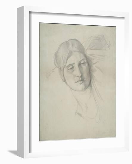 Study of a Female Head Leaning on a Chair, 1853-Frederic Leighton-Framed Giclee Print