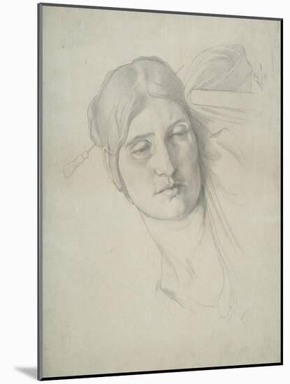 Study of a Female Head Leaning on a Chair, 1853-Frederic Leighton-Mounted Giclee Print