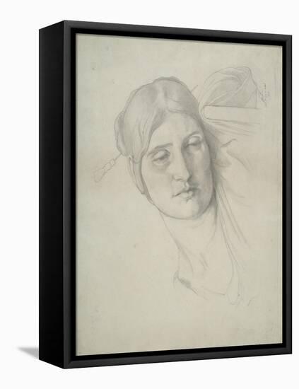 Study of a Female Head Leaning on a Chair, 1853-Frederic Leighton-Framed Stretched Canvas