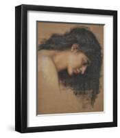 Study of a Female Head-Evelyn De Morgan-Framed Premium Giclee Print