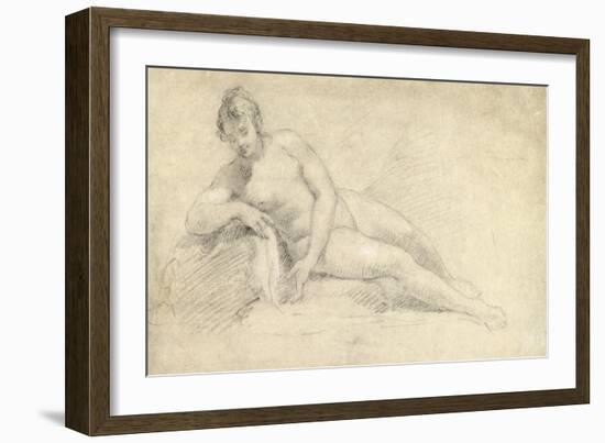 Study of a Female Nude (Pencil and Chalk on Paper)-William Hogarth-Framed Giclee Print