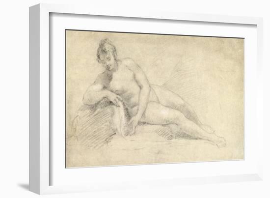 Study of a Female Nude (Pencil and Chalk on Paper)-William Hogarth-Framed Giclee Print