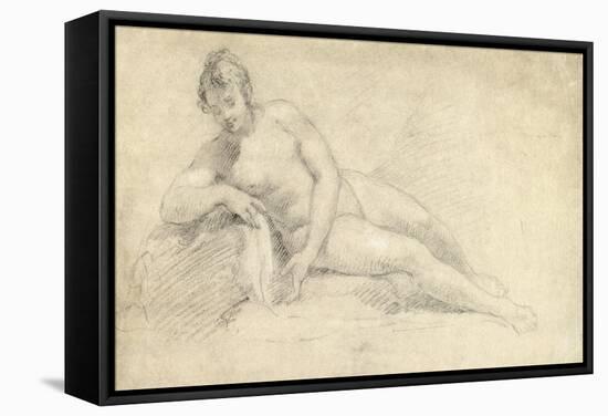 Study of a Female Nude (Pencil and Chalk on Paper)-William Hogarth-Framed Stretched Canvas
