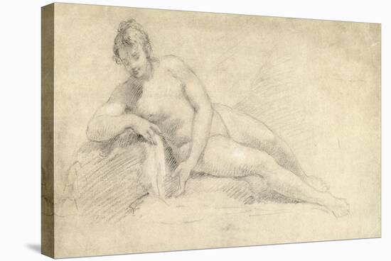 Study of a Female Nude (Pencil and Chalk on Paper)-William Hogarth-Stretched Canvas