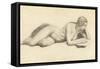Study of a Female Nude Reading-Daniel Maclise-Framed Stretched Canvas