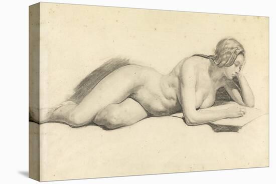 Study of a Female Nude Reading-Daniel Maclise-Stretched Canvas