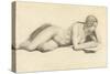 Study of a Female Nude Reading-Daniel Maclise-Stretched Canvas