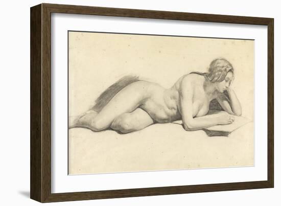 Study of a Female Nude Reading-Daniel Maclise-Framed Giclee Print