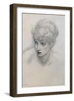 Study of a Girl's Head (Pencil on Paper) (See also 198345)-Edward Burne-Jones-Framed Giclee Print