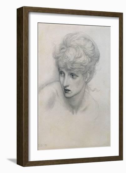 Study of a Girl's Head (Pencil on Paper) (See also 198345)-Edward Burne-Jones-Framed Giclee Print