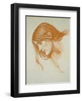 Study of a Girl's Head (Red Chalk on Paper)-John William Waterhouse-Framed Premium Giclee Print