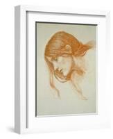 Study of a Girl's Head (Red Chalk on Paper)-John William Waterhouse-Framed Premium Giclee Print