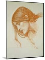 Study of a Girl's Head (Red Chalk on Paper)-John William Waterhouse-Mounted Premium Giclee Print