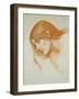 Study of a Girl's Head (Red Chalk on Paper)-John William Waterhouse-Framed Giclee Print