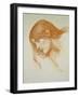 Study of a Girl's Head (Red Chalk on Paper)-John William Waterhouse-Framed Giclee Print