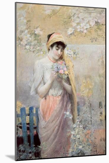 Study of a Girl with a Bouquet of Flowers in a Garden-Robert Fowler-Mounted Giclee Print