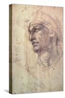 Study of a Head (Charcoal) Inv.1895/9/15/498 (W.1)-Michelangelo Buonarroti-Stretched Canvas
