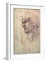 Study of a Head (Charcoal) Inv.1895/9/15/498 (W.1)-Michelangelo Buonarroti-Framed Giclee Print