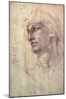 Study of a Head (Charcoal) Inv.1895/9/15/498 (W.1)-Michelangelo Buonarroti-Mounted Giclee Print
