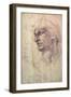 Study of a Head (Charcoal) Inv.1895/9/15/498 (W.1)-Michelangelo Buonarroti-Framed Premium Giclee Print