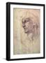 Study of a Head (Charcoal) Inv.1895/9/15/498 (W.1)-Michelangelo Buonarroti-Framed Premium Giclee Print