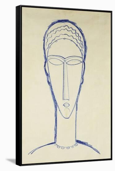 Study of a Head for a Sculpture-Amedeo Modigliani-Framed Stretched Canvas