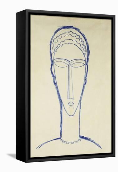 Study of a Head for a Sculpture-Amedeo Modigliani-Framed Stretched Canvas