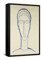 Study of a Head for a Sculpture-Amedeo Modigliani-Framed Stretched Canvas