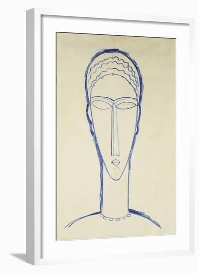 Study of a Head for a Sculpture-Amedeo Modigliani-Framed Giclee Print