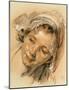Study of a Head of a Girl-Jean-Baptiste Greuze-Mounted Collectable Print