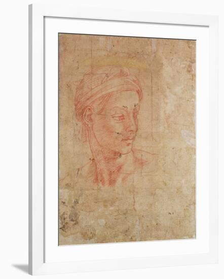 Study of a Head-Michelangelo Buonarroti-Framed Giclee Print