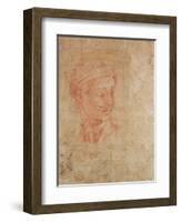 Study of a Head-Michelangelo Buonarroti-Framed Giclee Print