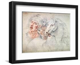 Study of a Horse and Two Soldiers, Early 17th Century-Giuseppe Cesari-Framed Giclee Print