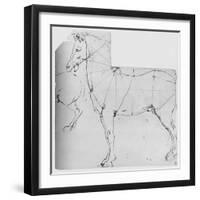 'Study of a Horse Marked Out for Measurement', c1480 (1945)-Leonardo Da Vinci-Framed Giclee Print