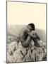 Study of a Male Nude on a Rock, Taormina, Sicily, C.1900-Wilhelm Von Gloeden-Mounted Photographic Print