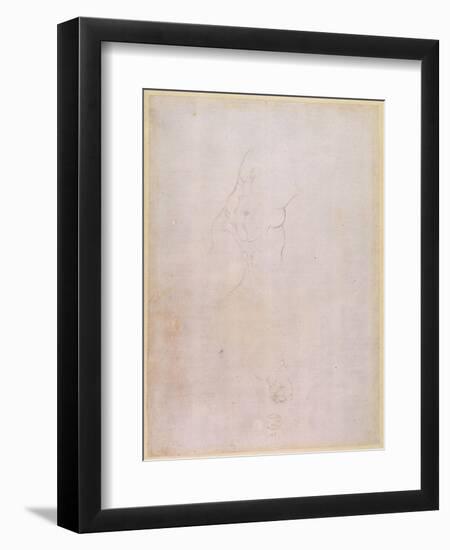 Study of a Male Torso (Pencil on Paper) (Verso) (For Recto See 192512)-Michelangelo Buonarroti-Framed Giclee Print