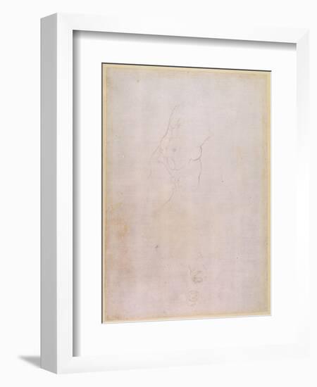 Study of a Male Torso (Pencil on Paper) (Verso) (For Recto See 192512)-Michelangelo Buonarroti-Framed Giclee Print