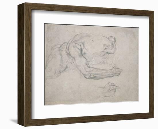 Study of a Man Rising from the Ground-Michelangelo Buonarroti-Framed Giclee Print