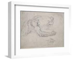 Study of a Man Rising from the Ground-Michelangelo Buonarroti-Framed Giclee Print