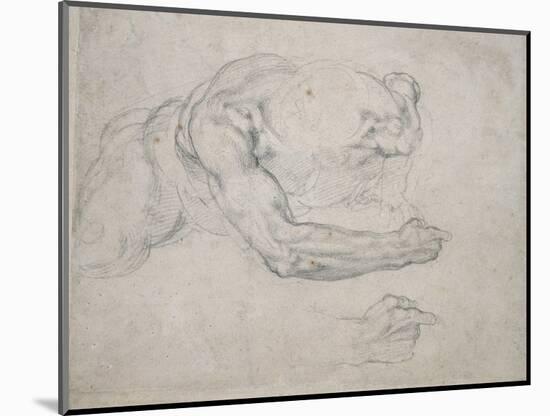 Study of a Man Rising from the Ground-Michelangelo Buonarroti-Mounted Giclee Print