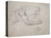 Study of a Man Rising from the Ground-Michelangelo Buonarroti-Stretched Canvas