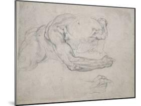 Study of a Man Rising from the Ground-Michelangelo Buonarroti-Mounted Giclee Print