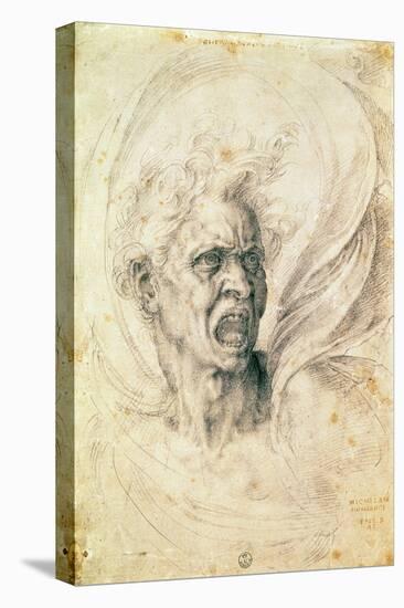 Study of a Man Shouting-Michelangelo Buonarroti-Stretched Canvas