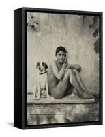 Study of a Nude Boy with Dog, C.1901-Wilhelm Von Gloeden-Framed Stretched Canvas