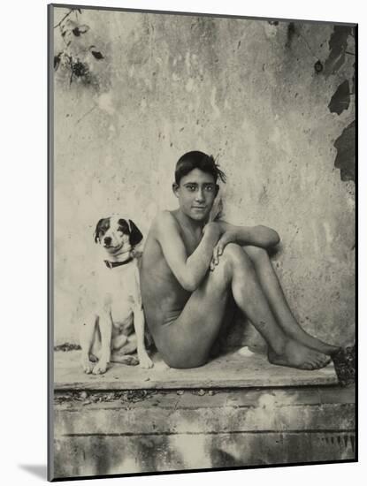 Study of a Nude Boy with Dog, C.1901-Wilhelm Von Gloeden-Mounted Photographic Print