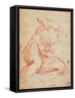 Study of a Nude (Red Chalk on Paper)-Michelangelo Buonarroti-Framed Stretched Canvas
